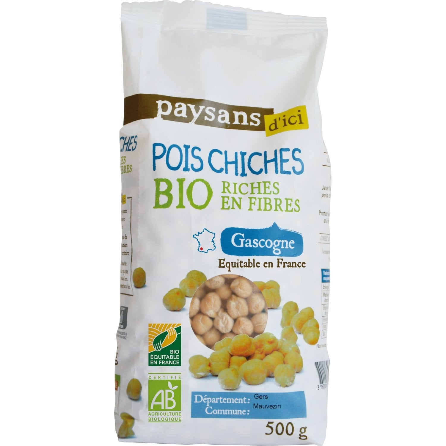 Pois Chiches de Gascogne Bio PAYSANS D'ICI le paquet de 500g