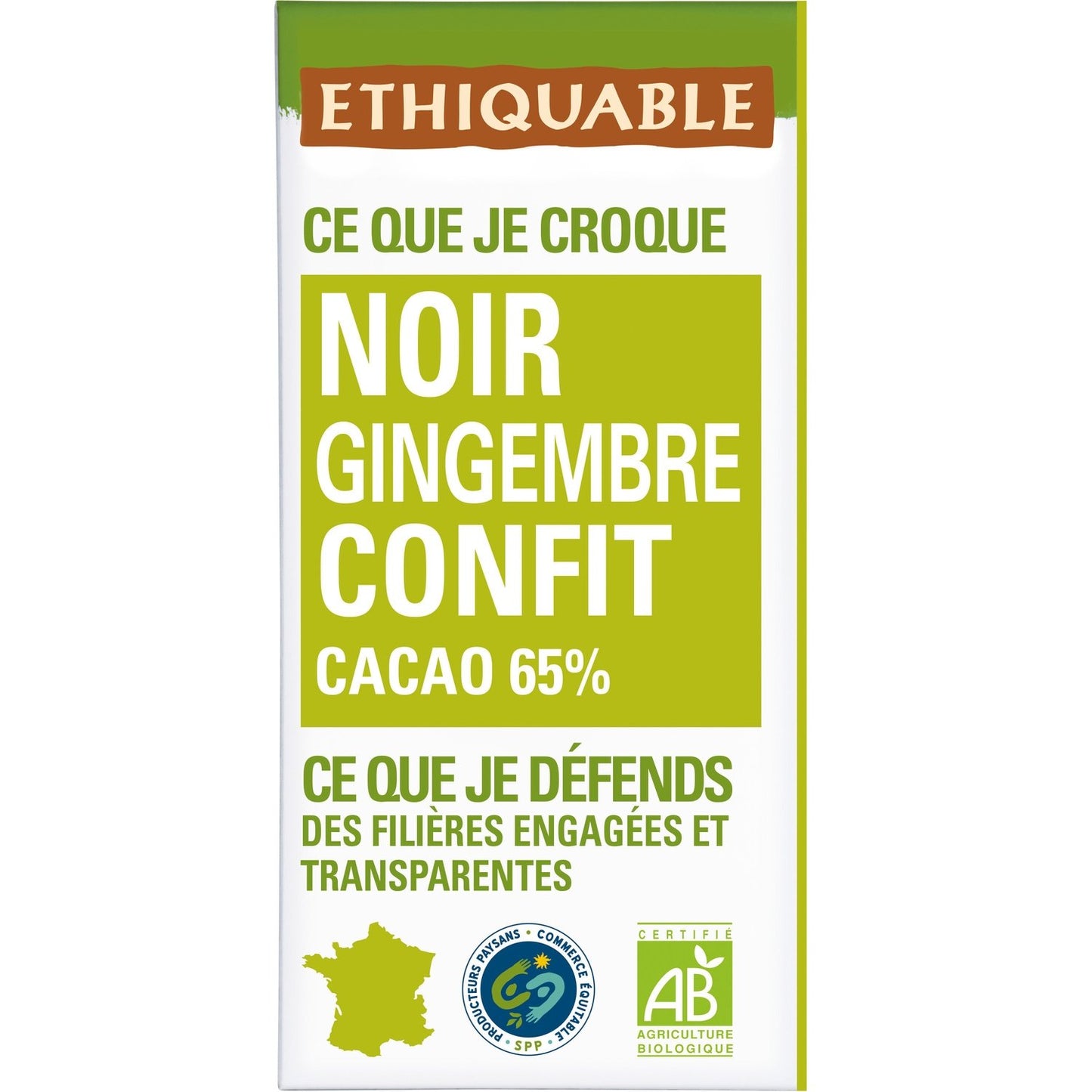 Organic Dark Chocolate with Candied Ginger from Peru, ETHIQUABLE