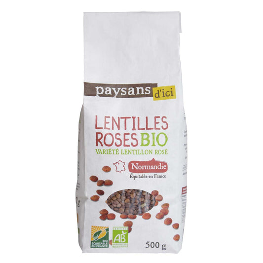 Lentilles Roses Normandie Bio PAYSANS D'ICI le paquet de 500g