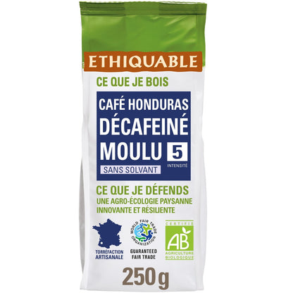Decaffeinated Ground Coffee Without Solvent Ethiopia Organic ETHIQUABLE