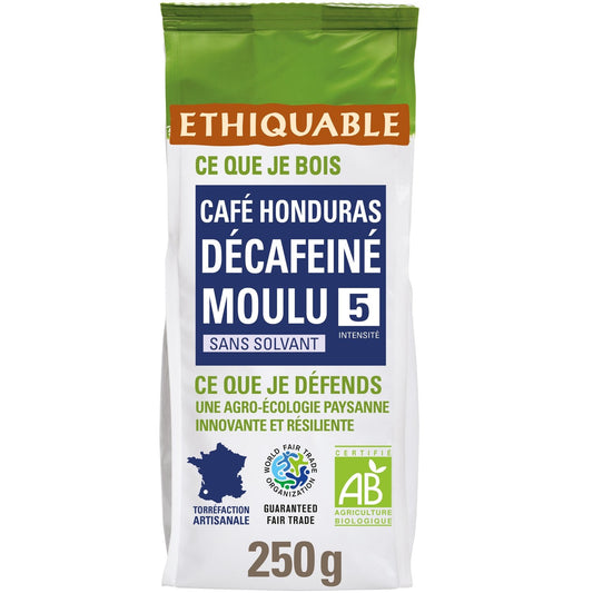 Café Moulu Décaféiné Sans Solvant Ethiopie Bio ETHIQUABLE