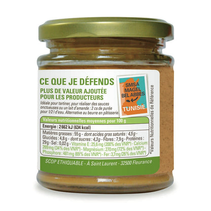 Organic Whole Almond Puree Spread Tunisia ETHIQUABLE
