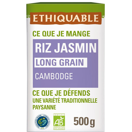 Riz Jasmin Cambodge Bio ETHIQUABLE le paquet de 500 g
