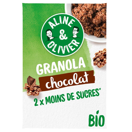 Céréales Granola Chocolat Bio Aline & OLIVIER le paquet de 310G