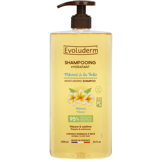 Shampoing Hydratant Cheveux Normaux à Secs Monoï EVOLUDERM le flacon de 1L