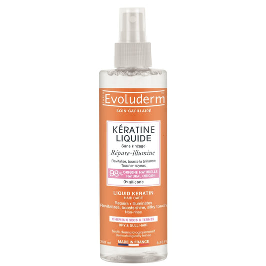 Soin Capillaire Kératine Liquide Sans Rinçage EVOLUDERM le flacon de 250mL