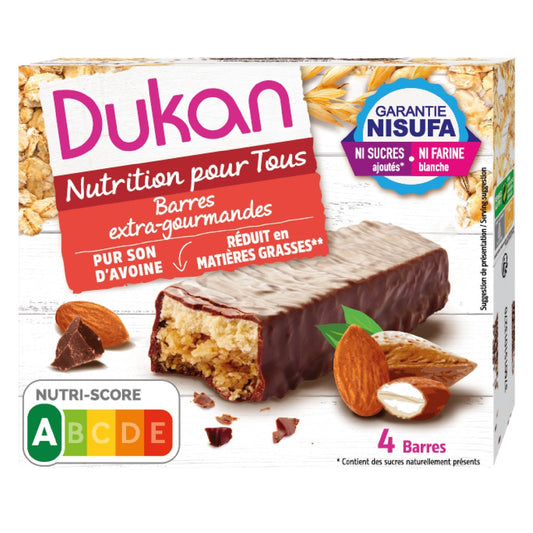 Barres Son Avoine Chocolat Sans Sucres Ajoutés DUKAN les 4 barres de 30 g