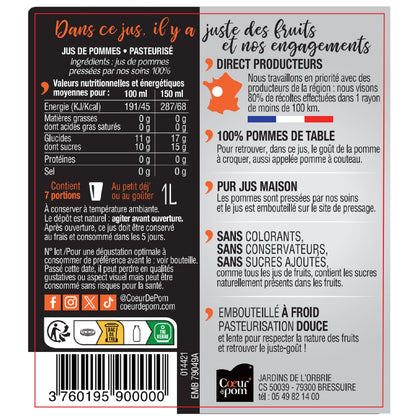 Jus de Pomme Naturel COEUR DE POM'