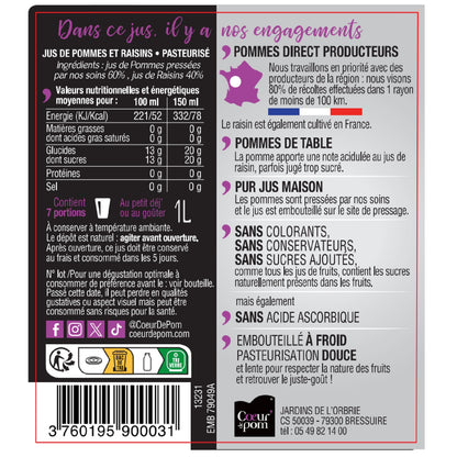 Jus de Pomme et Raison Pur Jus COEUR DE POM'