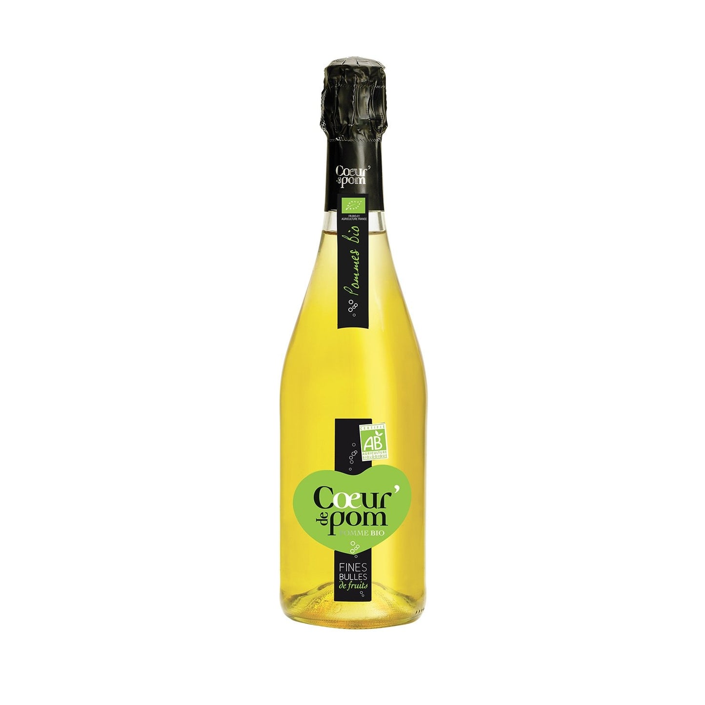 Jus de Pomme Pétillant BIO COEUR DE POM' la bouteille de 75cL