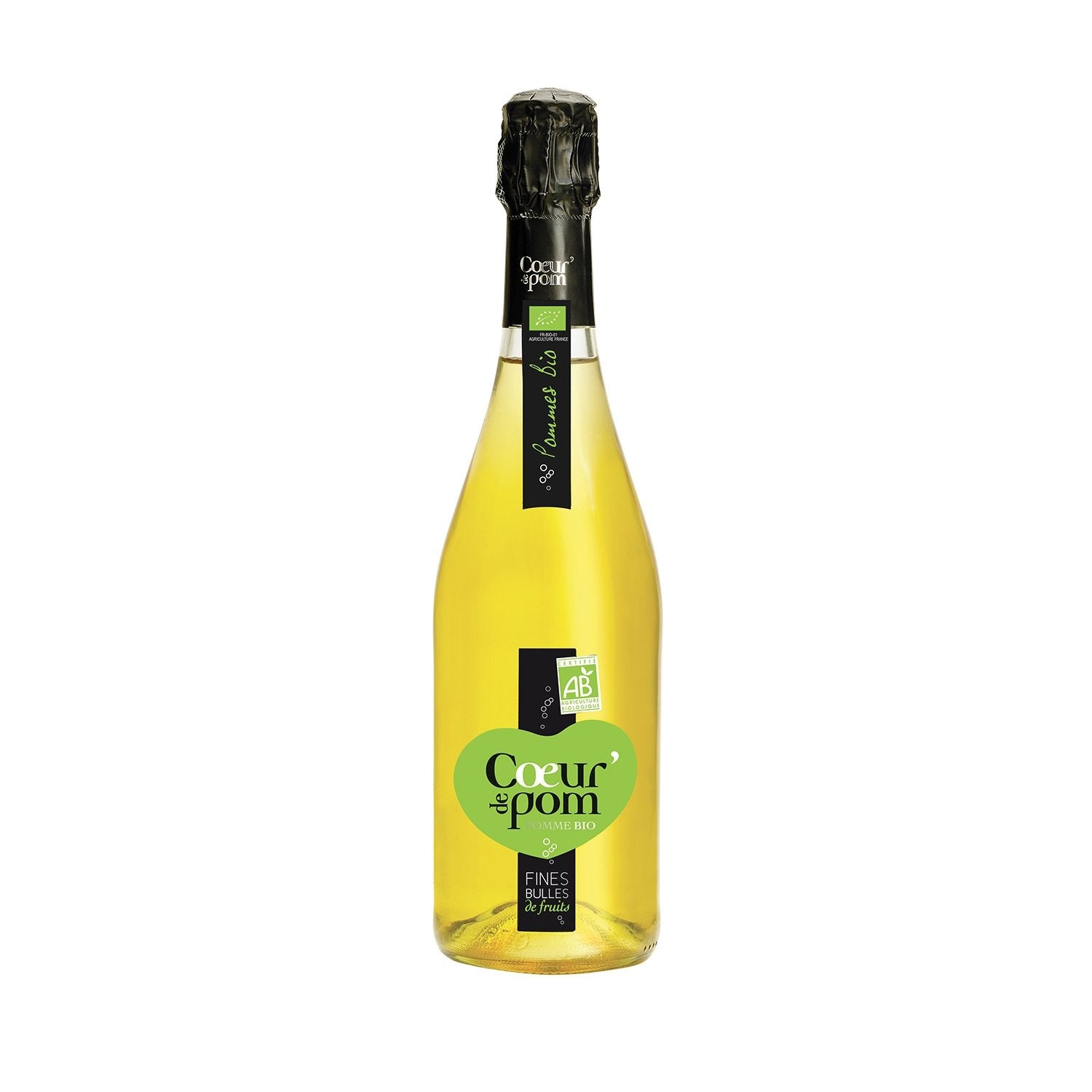 Jus de Pomme Pétillant BIO COEUR DE POM' la bouteille de 75cL