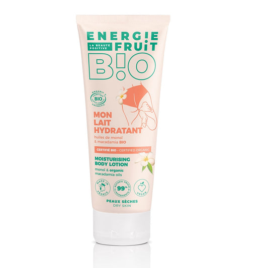 Lait Corps Peau Sèche et Sensible Adoucissant Aloe Vera Monoi Macadamia Bio ENERGIE FRUIT le tube de 200mL