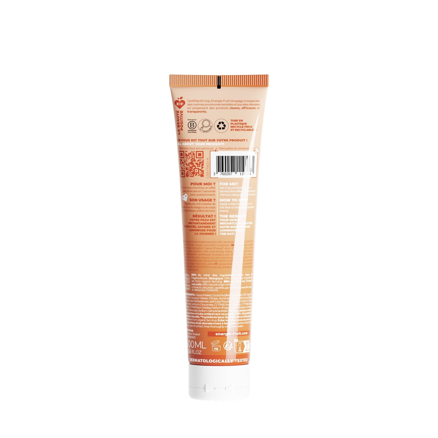Lait Teinté Sublimant Corps et Visage Effet Bronzant Immédiat Hydratant Bio ENERGIE FRUIT 