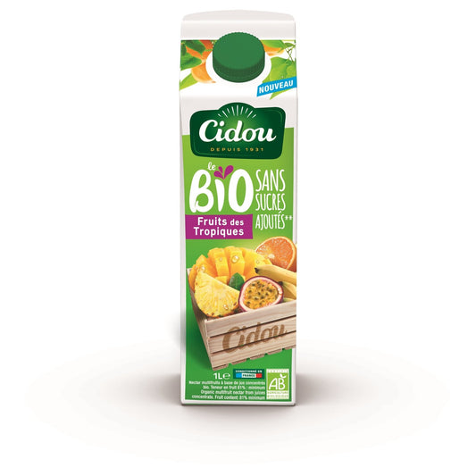 Nectar Fruits des Tropiques Sans Sucre Ajouté Bio CIDOU la brique de1L