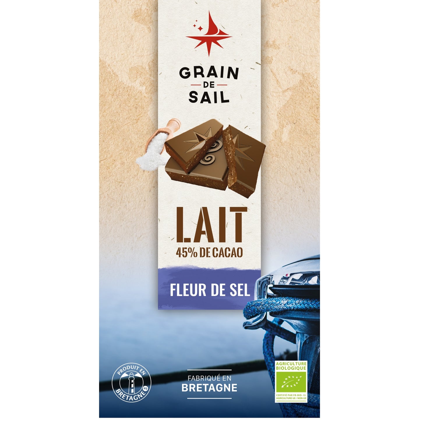 Tablette de Chocolat Lait Fleur de Sel Bio GRAIN DE SAIL 