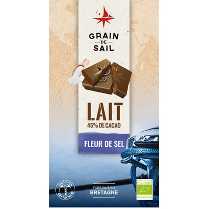Tablette de Chocolat Lait Fleur de Sel Bio GRAIN DE SAIL 