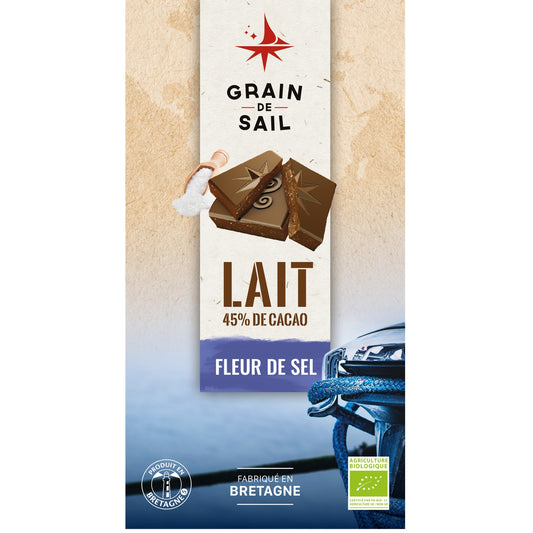 Tablette de Chocolat Lait Fleur de Sel Bio GRAIN DE SAIL 