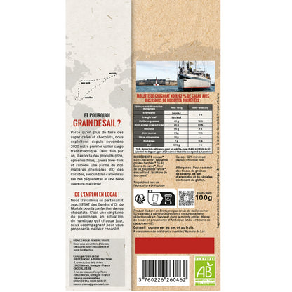 GRAIN DE SAIL Organic Dark Chocolate and Hazelnut Bar