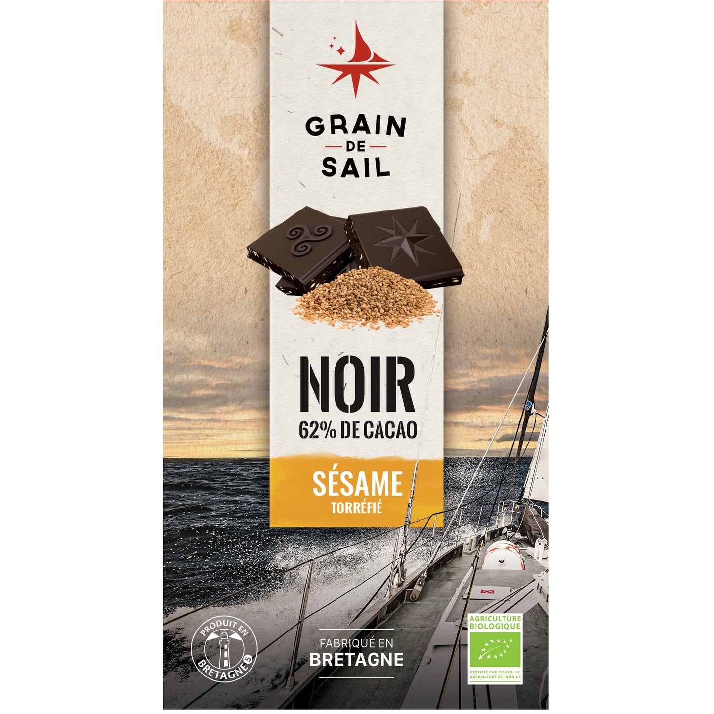 Tablette de Chocolat Noir Sésame Bio GRAIN DE SAIL 