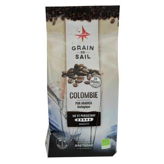 Café en Grains Pur Arabica Vif et Persistant Intensité 5/5 Colombie Biologique GRAIN DE SAIL 