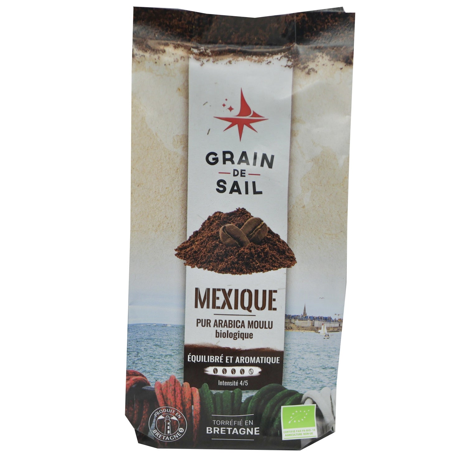 Café Moulu Pur Arabica Biologique Mexique Équilibré et Aromatique Intensité 4/5 GRAIN DE SAIL 