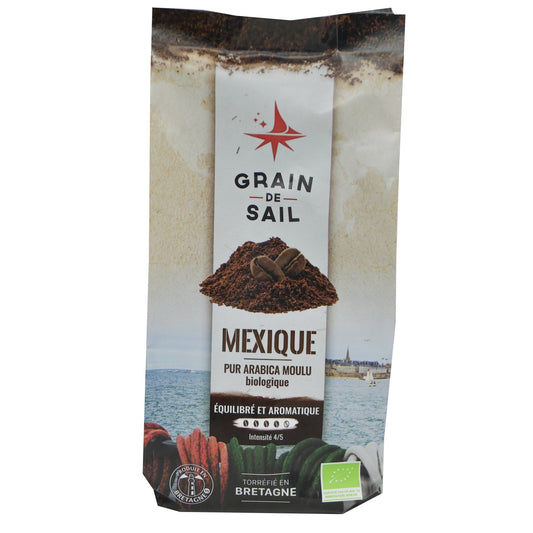 Café Moulu Pur Arabica Biologique Mexique Équilibré et Aromatique Intensité 4/5 GRAIN DE SAIL 