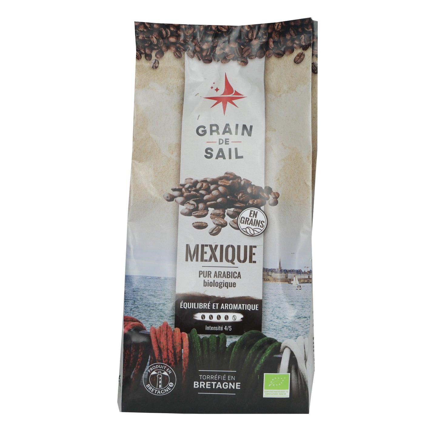 Café en Grains Pur Arabica Équilibré et Aromatique Intensité 4/5 Mexique Biologique GRAIN DE SAIL 