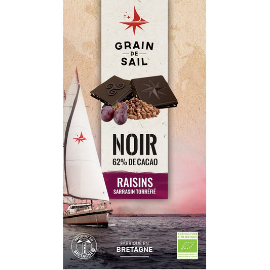 Tablette de Chocolat Noir Raisins Sarrasin Torréfié Bio GRAIN DE SAIL la tablette e 100g