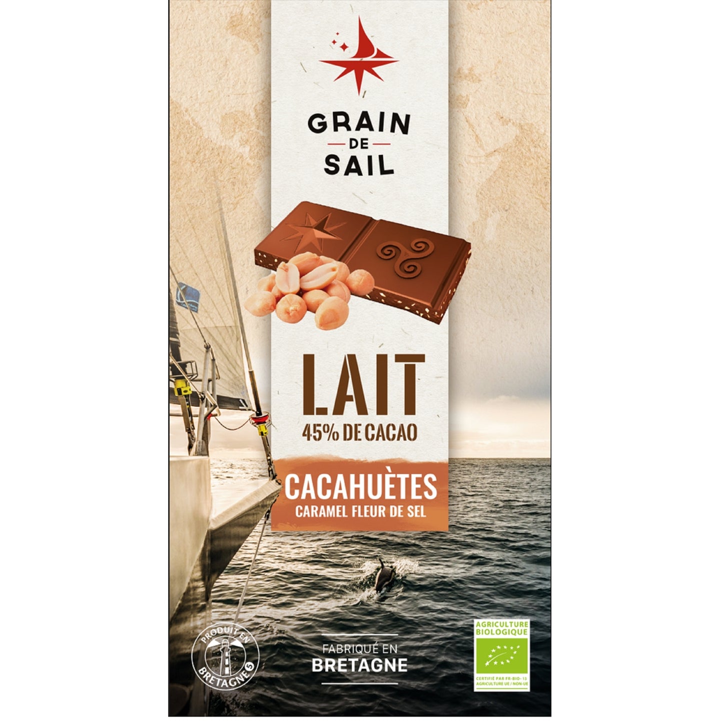 Tablette de Chocolat Lait Cacahuète Caramel GRAIN DE SAIL 