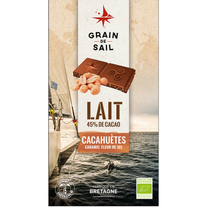 Tablette de Chocolat Lait Cacahuète Caramel GRAIN DE SAIL 