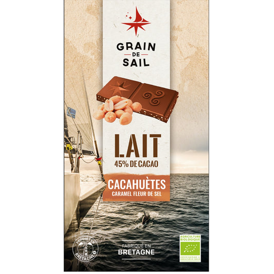 Tablette de Chocolat Lait Cacahuète Caramel GRAIN DE SAIL 