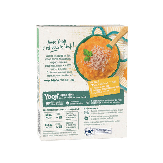 Repas bébé dés 4/6 mois dinde hachée en portions Bio YOOJI 