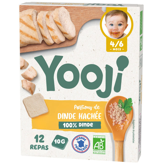 Repas bébé dés 4/6 mois dinde hachée en portions Bio YOOJI 
