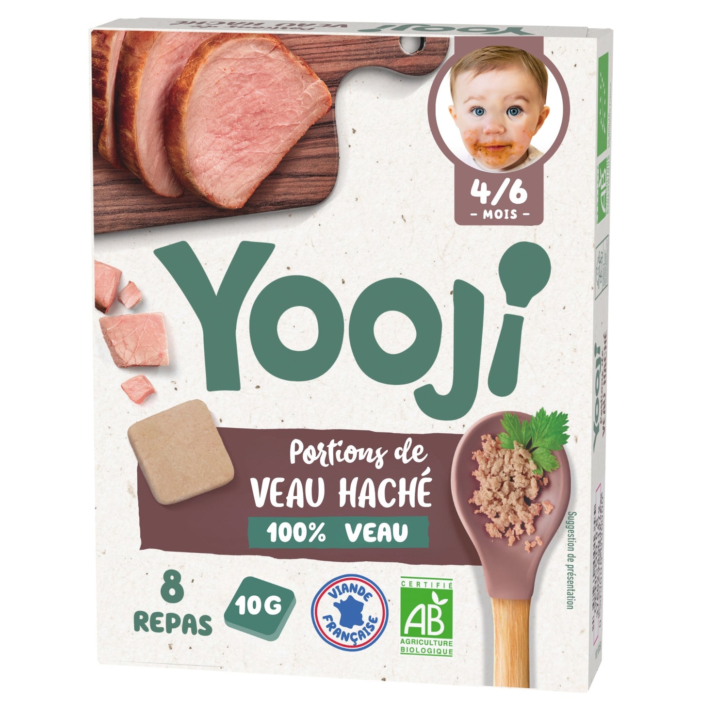 Repas bébé dès 4/6 mois veau haché en portions Bio YOOJI 