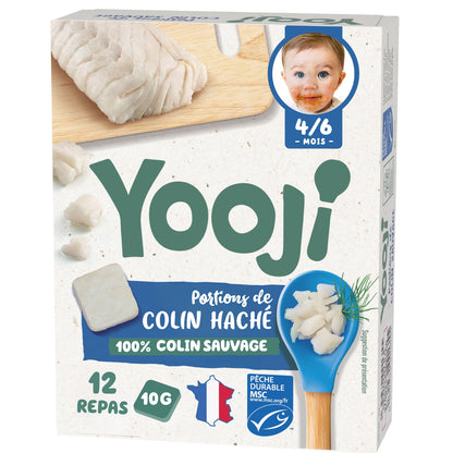 Repas bébé dès 4/6 mois colin sauvage haché en portions YOOJI 
