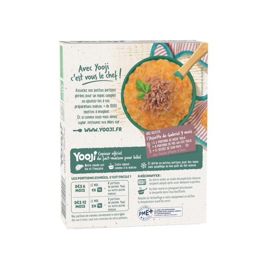 Repas bébé dès 4/6 mois bœuf haché en portions Bio YOOJI 