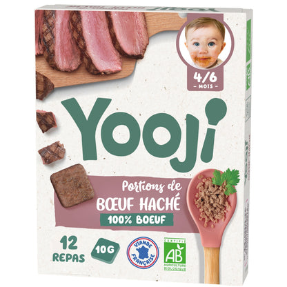 Repas bébé dès 4/6 mois bœuf haché en portions Bio YOOJI 