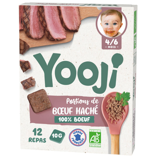 Repas bébé dès 4/6 mois bœuf haché en portions Bio YOOJI 