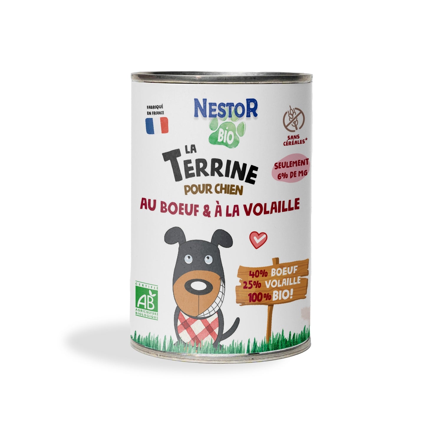 Pâtée pour Chien Terrine Sans Céréales Boeuf Volaile Bio NESTOR BIO 