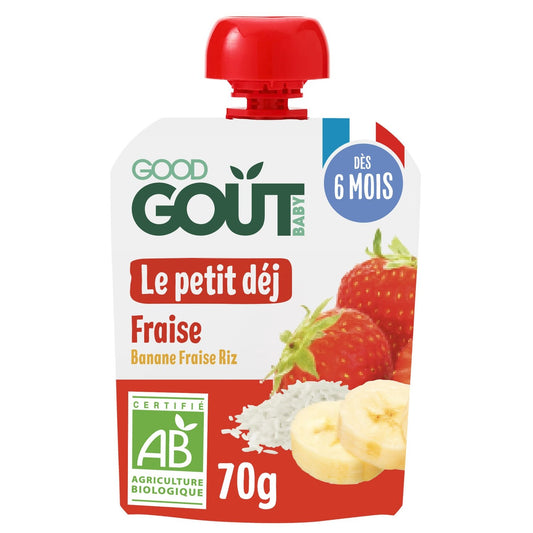 Compote à Boire Bébé Dès 6 Mois Fraise le Petit Déj Fraise Bio GOOD GOUT La Gourde De 70g
