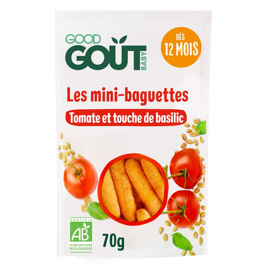Biscuits Bébé Dès 12 Mois Tomate Mini-Baguettes Bio GOOD GOUT Le Sachet De 70g