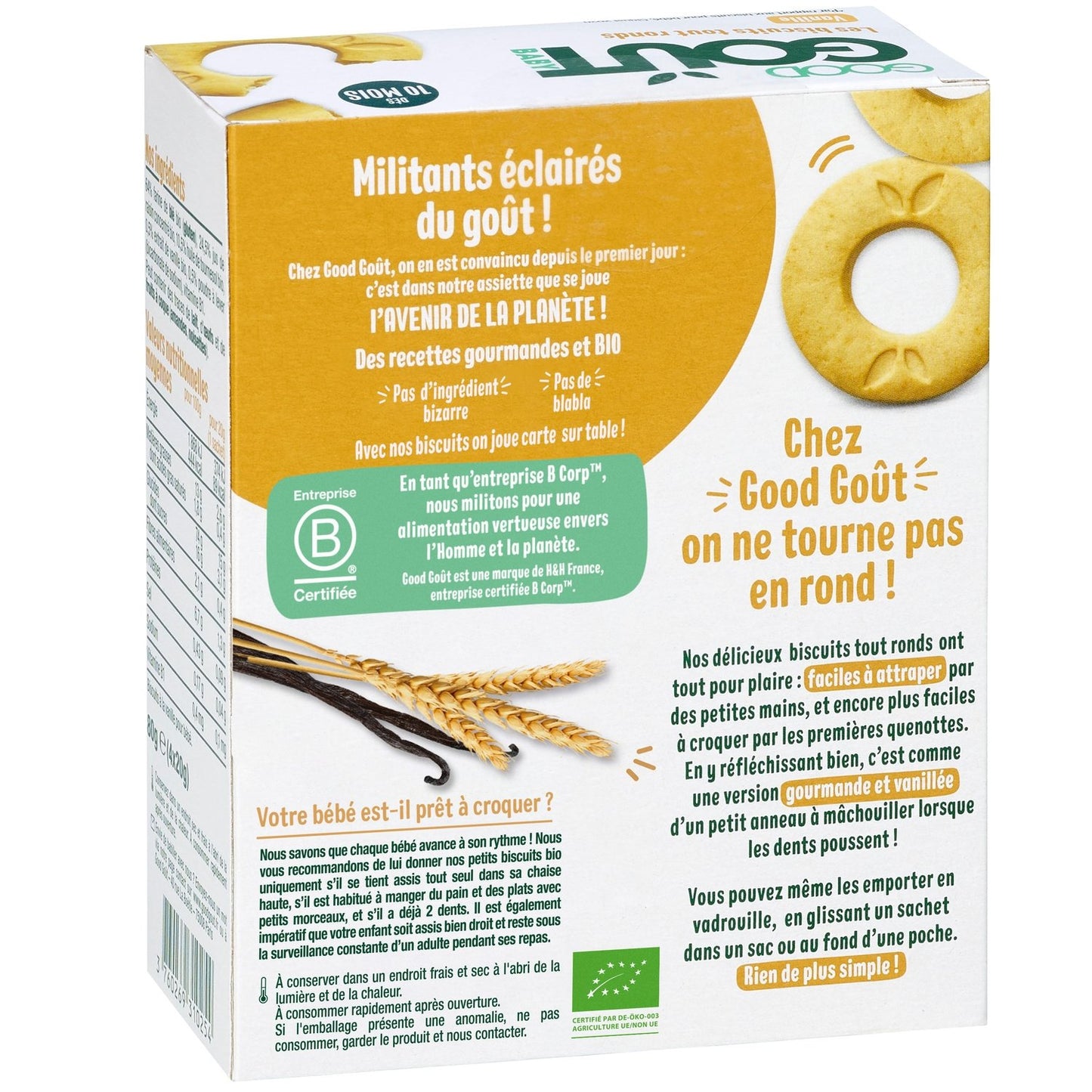 Biscuits Bébé Dès 10 Mois à la Vanille Bio GOOD GOUT