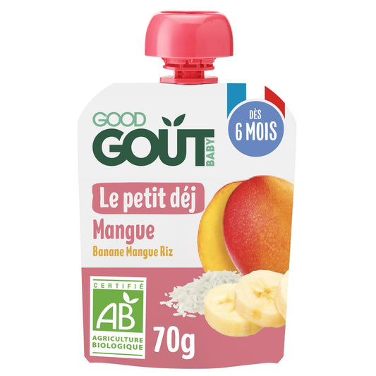 Compote Petit Déj Mangue Bio GOOD GOUT le paquet de 70g