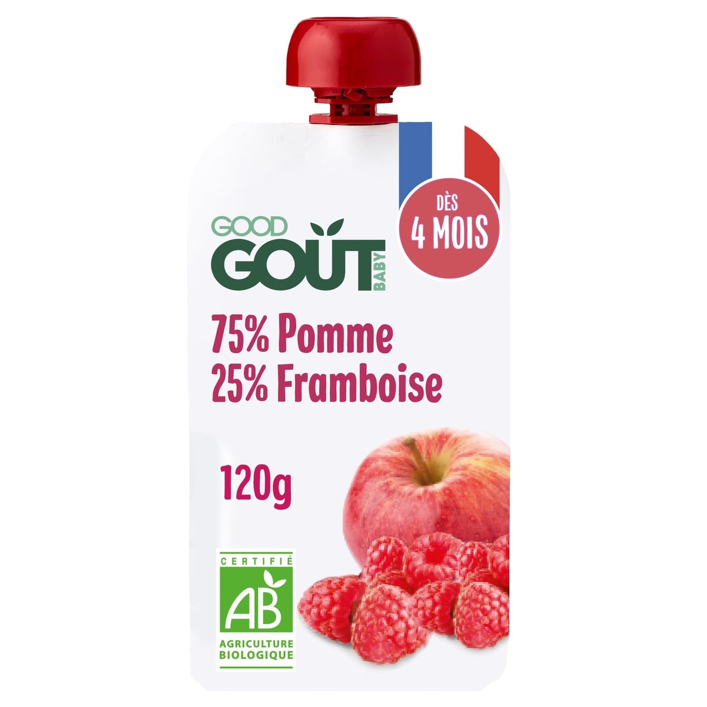 Compote bébé dès 4 mois Pomme Framboise Bio GOOD GOUT 