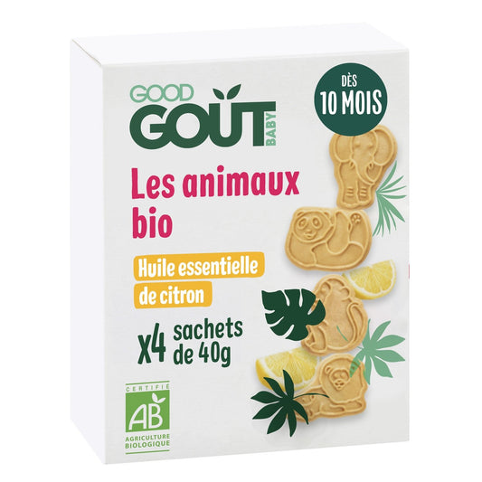 Biscuits Bébé Dès 10 Mois en Forme d'Animaux Saveur Citron Bio GOOD GOUT La Boîte De 80g