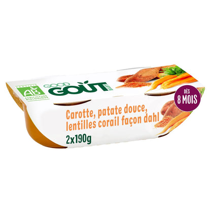Baby Meal From 8 Months Carrot Sweet Potato Coral Lentil Dahl Style Organic GOOD GOUT