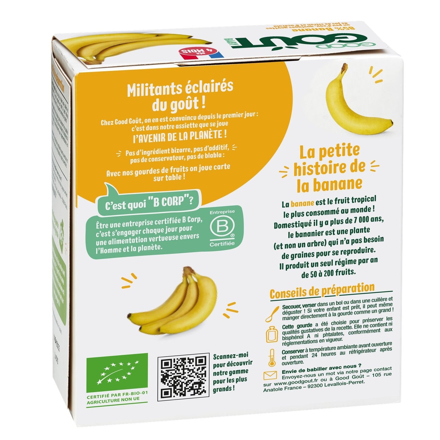 Compotes Bébé Dès 4 Mois Banane Sans Sucres Ajoutés Bio GOOD GOUT