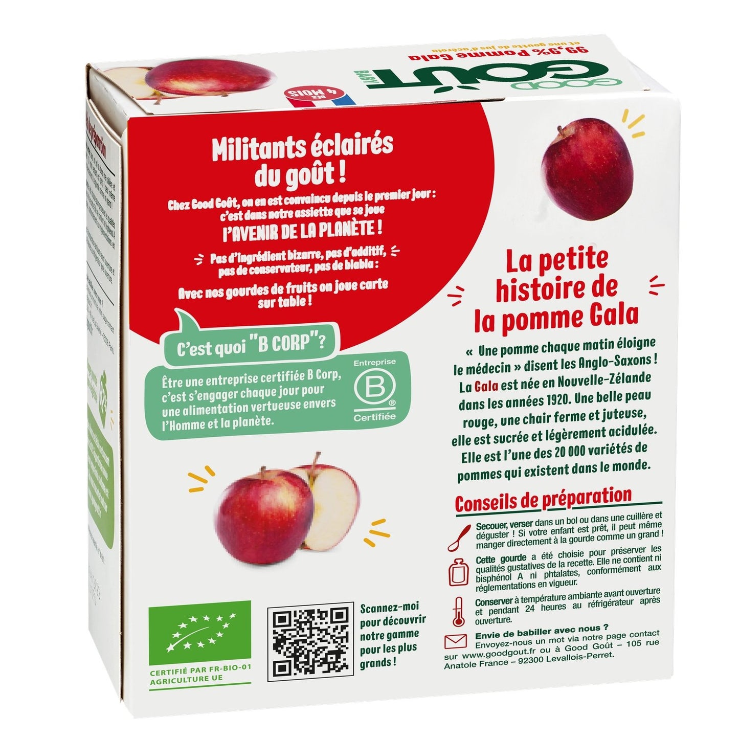 Compotes Bébé Dès 4 Mois Pomme Gala Sans Sucres Ajoutés Bio GOOD GOUT