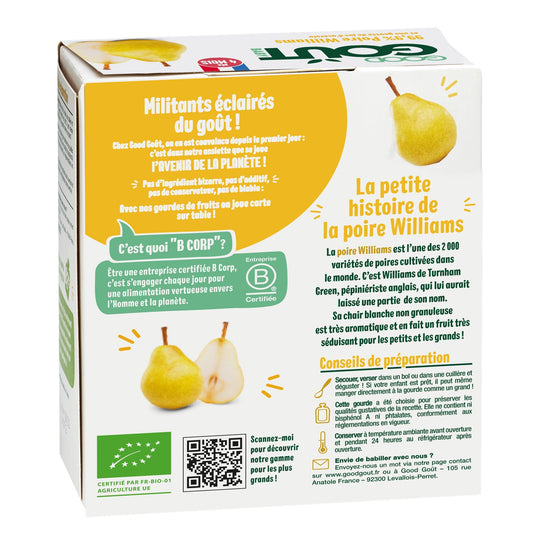Baby Compotes From 4 Months Williams Pear No Added Sugar Organic GOOD GOUT