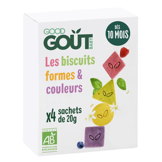 Biscuits Bébé Dès 10 Mois Biscuits Forme et Couleurs Bio GOOD GOUT La Boîte De 80g